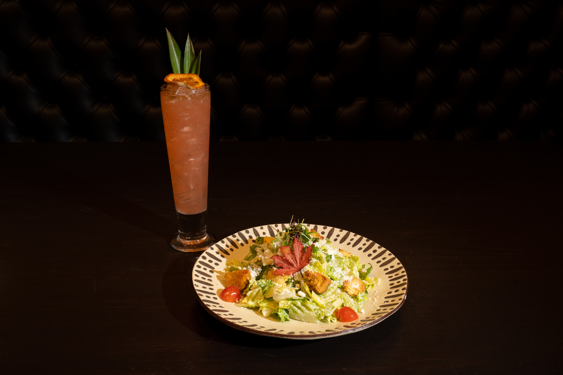 Caesar salad with cotija and cocktail pairing